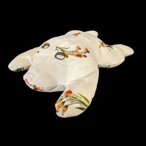 Handmade frog plush stuffed animal toy floral vintage